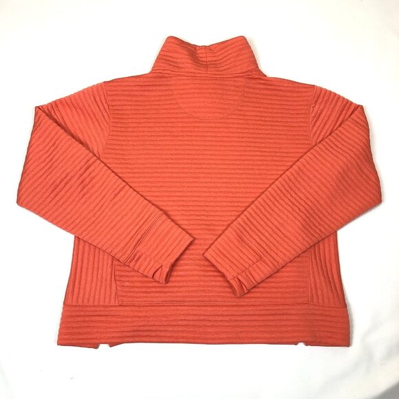 LL Bean Womens Airlight Funnelneck Ribbed Orange Pullover Size Medium 519210 - Picture 8 of 10